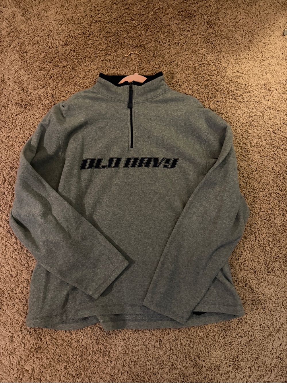 Old Navy Men's Heathered Sage Quarter-Zip Sweater